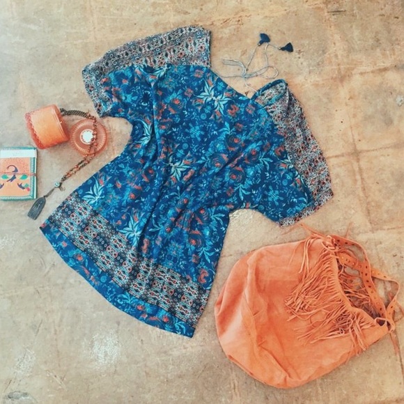 GYPSY 05 Amun Silk Printed Boho Mini Dress - Picture 2 of 3